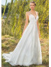 Ivory Lace Tulle Criss-cross Back Sweet Wedding Dress